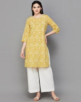 women printed straight kurta