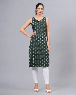 women printed straight kurta