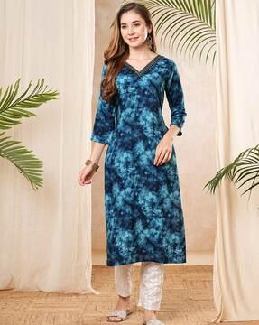 women printed straight kurta