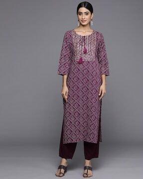 women printed straight kurta