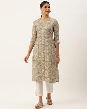 women printed straight kurta