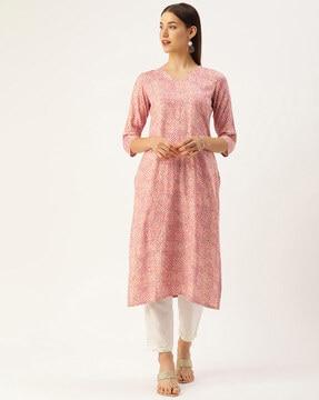 women printed straight kurta