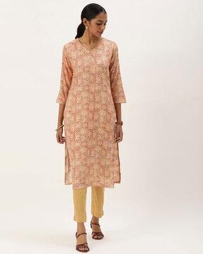 women printed straight kurta