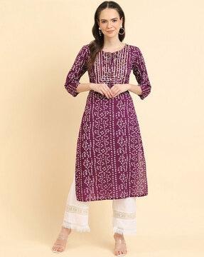 women printed straight kurta