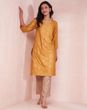 women printed straight kurta