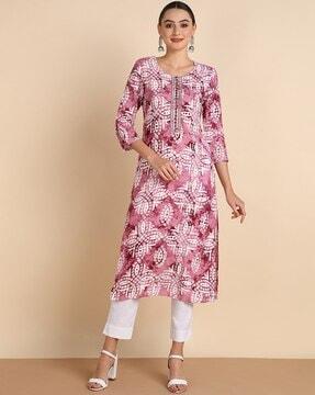 women printed straight kurta