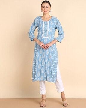 women printed straight kurta