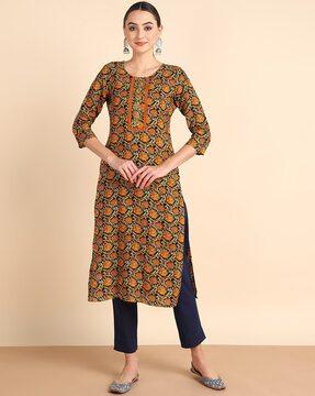 women printed straight kurta