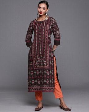 women printed straight kurta