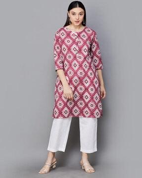 women printed straight kurta