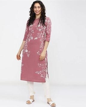 women printed straight kurta