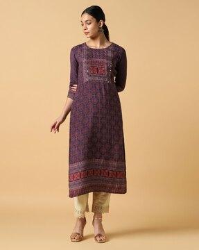 women printed straight kurta