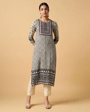 women printed straight kurta