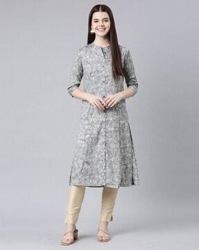 women printed straight kurta