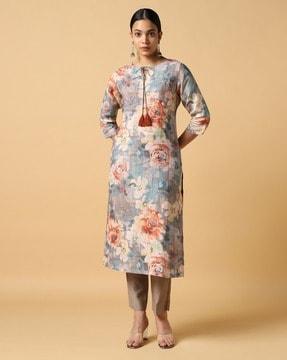 women printed straight kurta