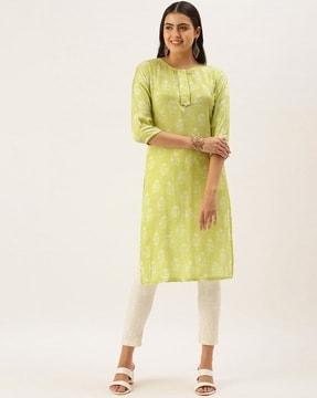 women printed straight kurta