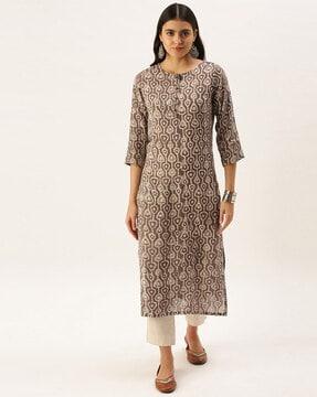 women printed straight kurta