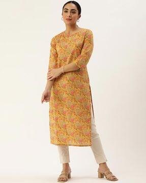 women printed straight kurta