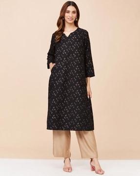 women printed straight kurta