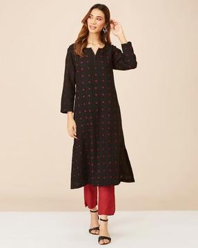 women printed straight kurta