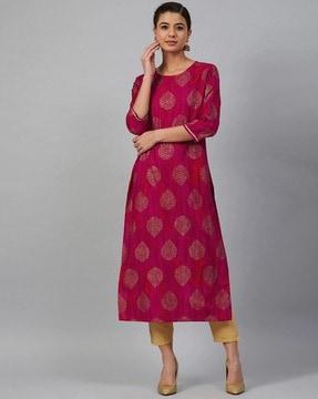 women printed straight kurta