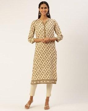 women printed straight kurti