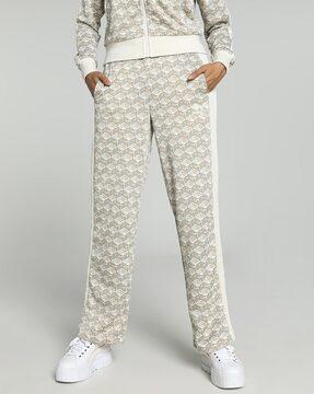 women printed straight track pants