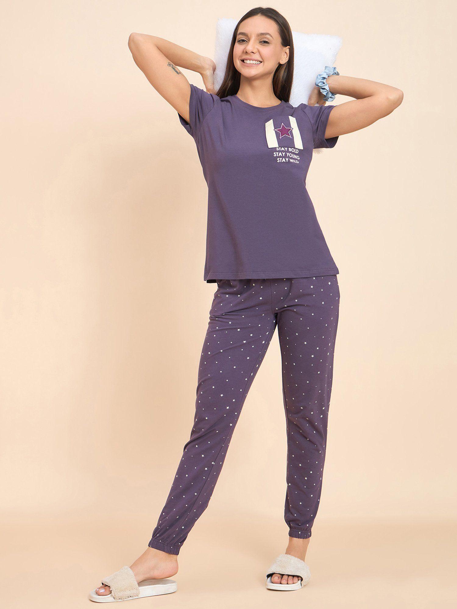 women printed t-shirt and jogger ( set of 2)