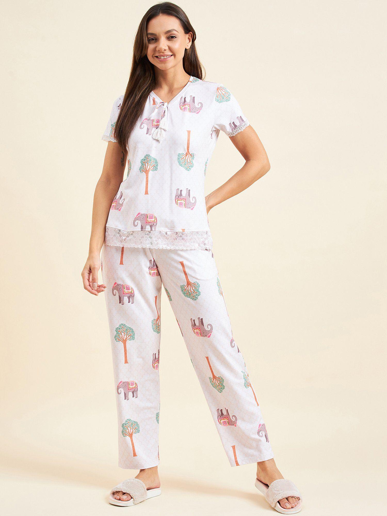 women printed t-shirt and pyjama ( set of 2)