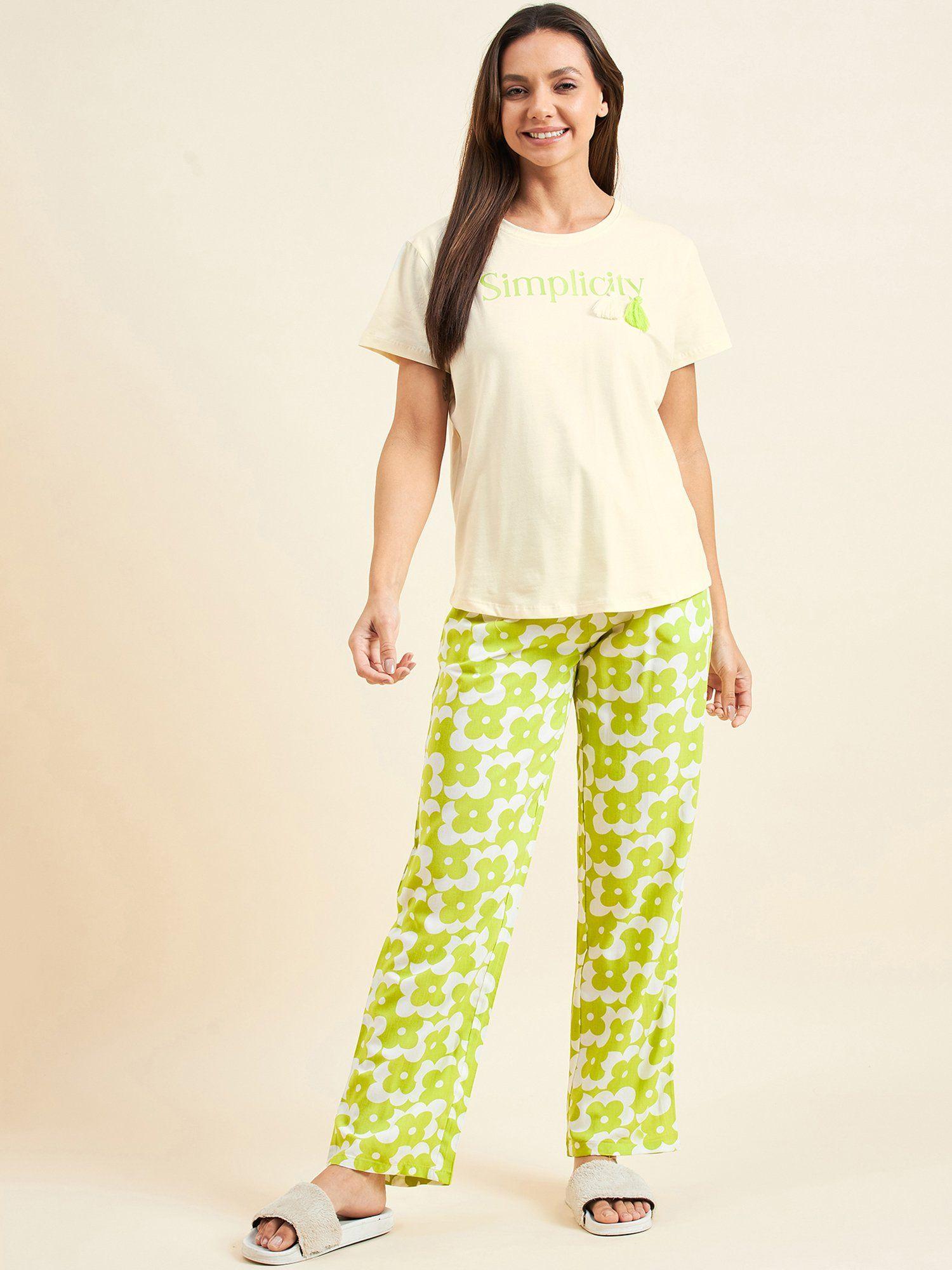 women printed t-shirt and pyjama ( set of 2)