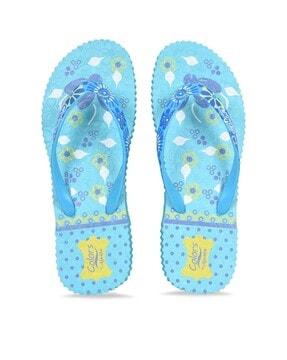 women printed t-strap slippers