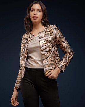 women printed tailored fit jacket