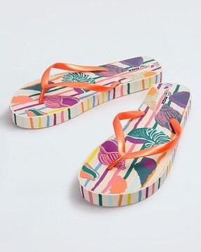 women printed thong-strap flip-flops