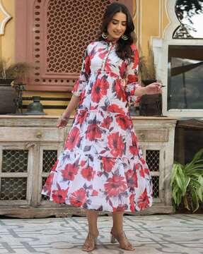 women printed tiered dress