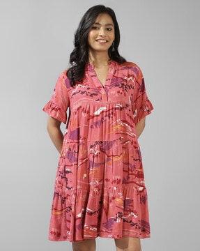 women printed tiered dress