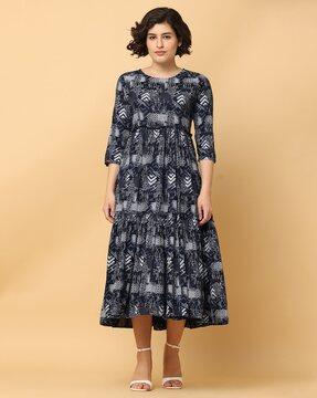 women printed tiered dress