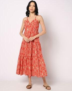 women printed tiered dress