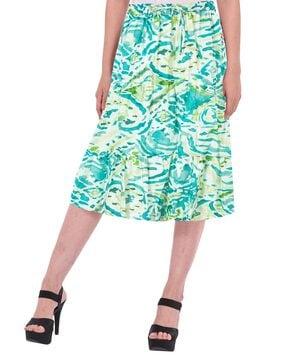 women printed tiered skirt with elasticated drawstring waist