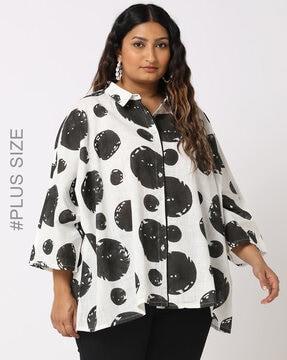 women printed top with flared sleeves