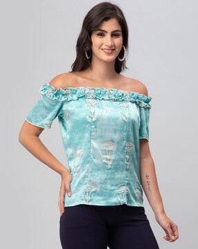 women printed top with short sleeves