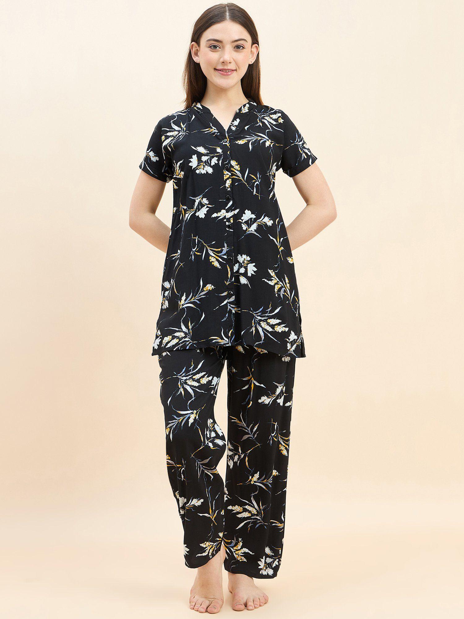 women printed tunic and pyjama ( set of 2)