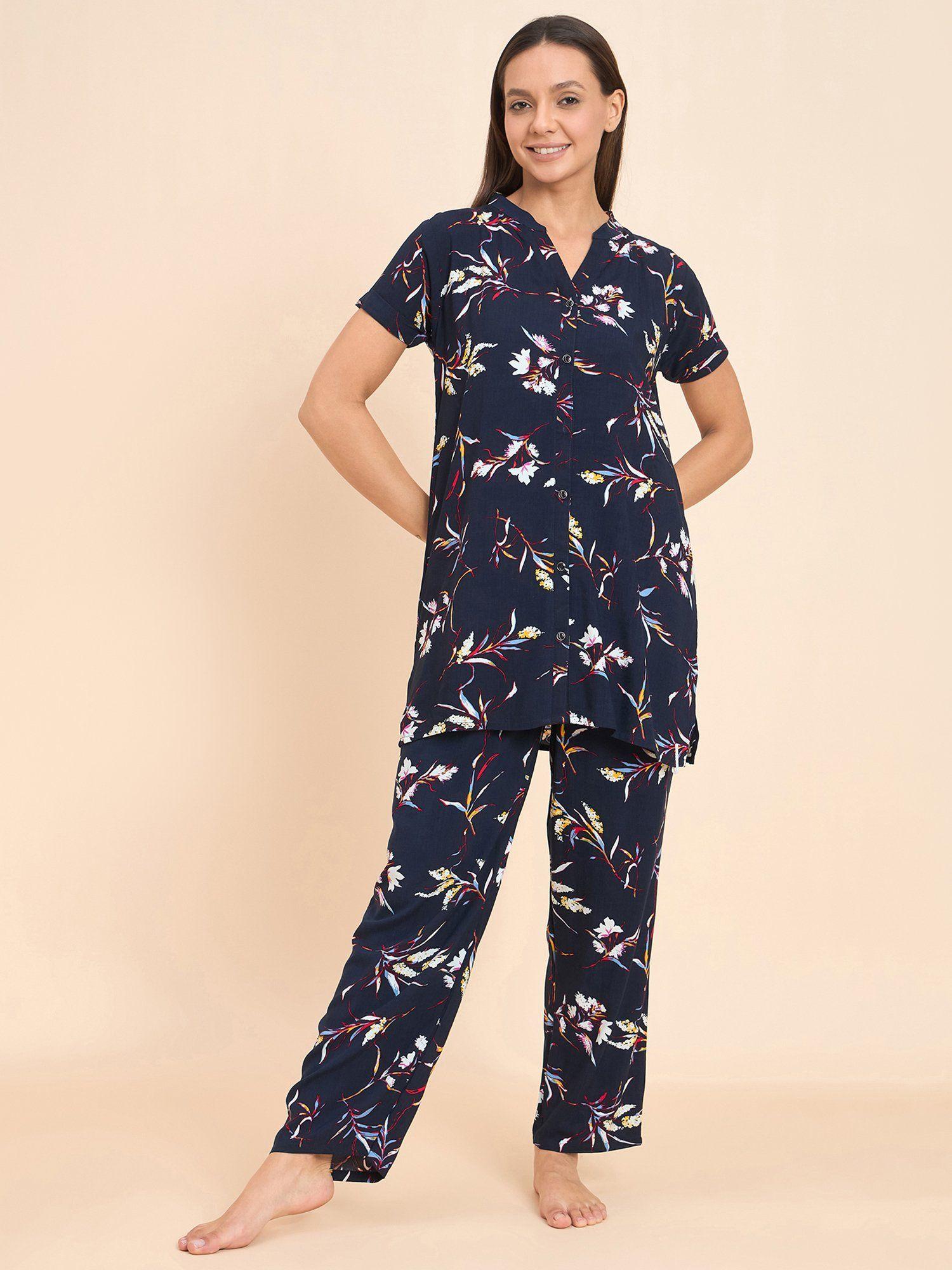 women printed tunic and pyjama ( set of 2)