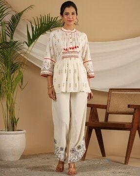 women printed tunic with pants