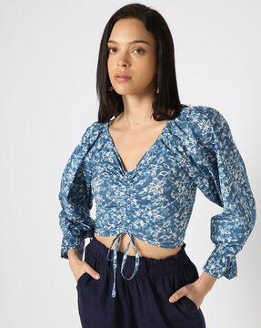 women printed v-neck relaxed fit top