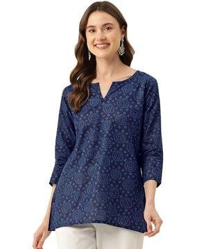 women printed v-neck tunic