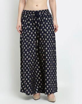 women printed wide-leg palazzos