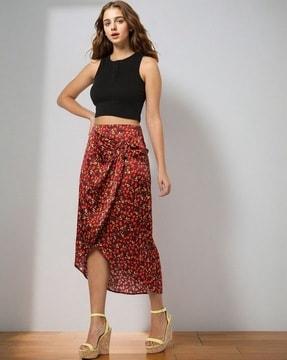 women printed wrap skirt
