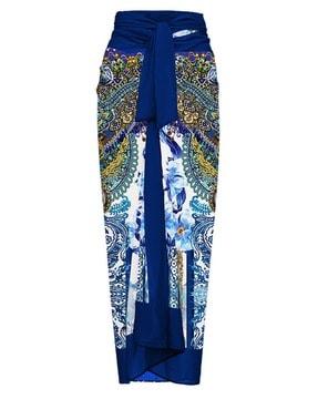 women printed wrap skirt