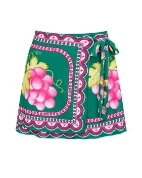 women printed wrap skirt