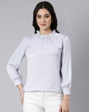 women puff sleeves top with cuff sleeves